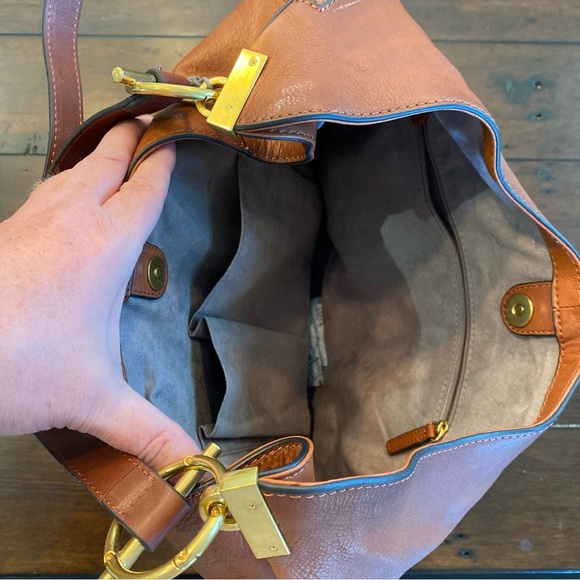 Vince Camuto Ashby Leather Hobo Shoulder Stable Brown $228 NWT - Picture 5 of 12